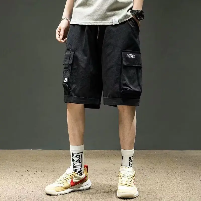 

2023 Summer New Hong Kong Breeze Men's Clothing Solid Color Casual Loose Korean Version Fashion Youth Trend Straight Cargo Short