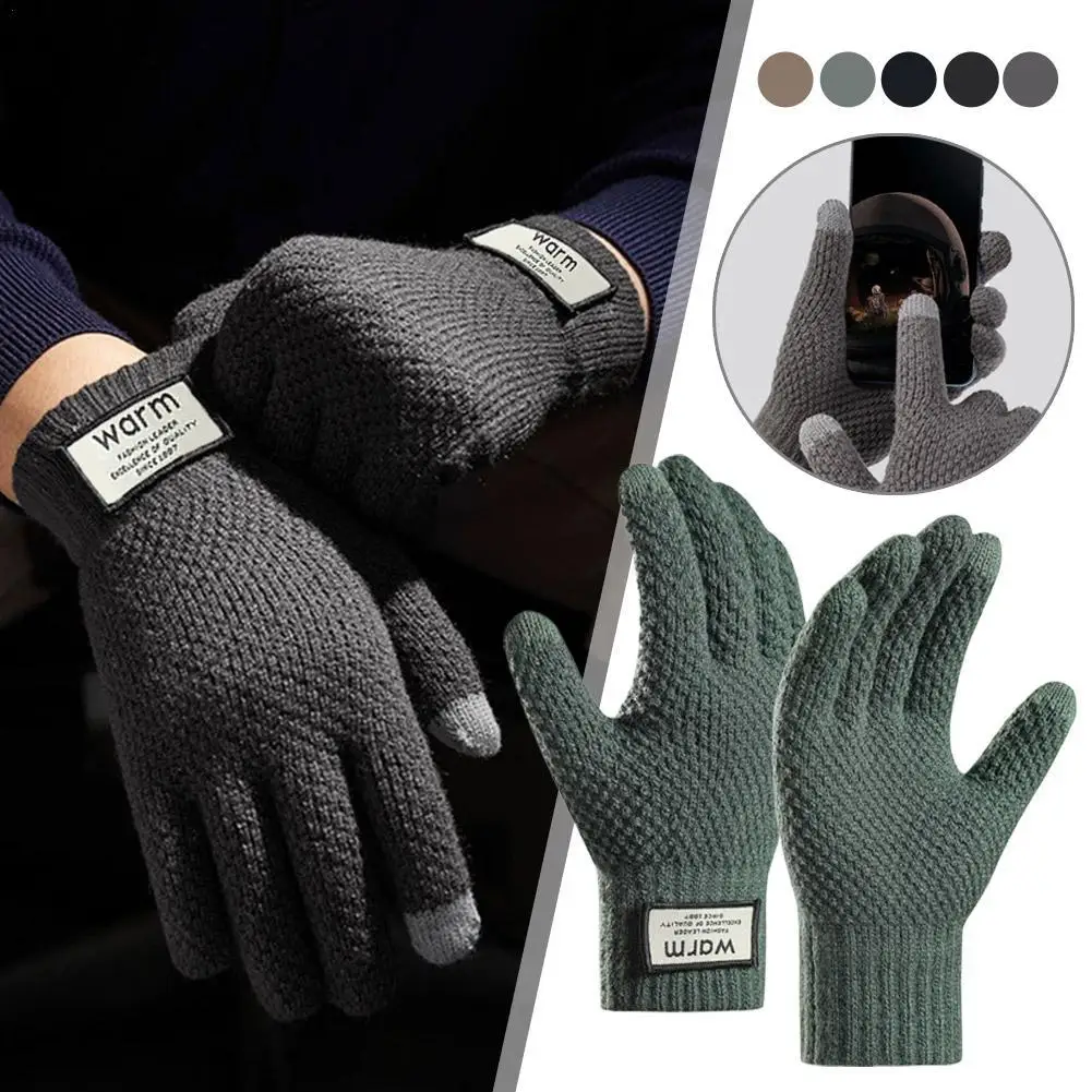 Gants hiver thermiques hommes épais doublés polaire anti-dérapants écran tactile coupe-vent vélo