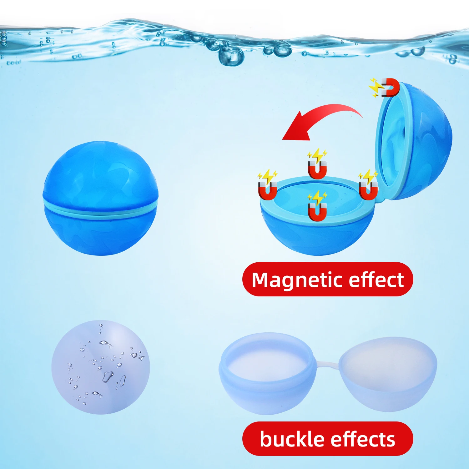 3-9PCSWater Balloons Reusable, Self Sealing & Quick Fill Water Balls Toys, Family Summer Outdoor Pool Beach Toys for Kids Adults 3