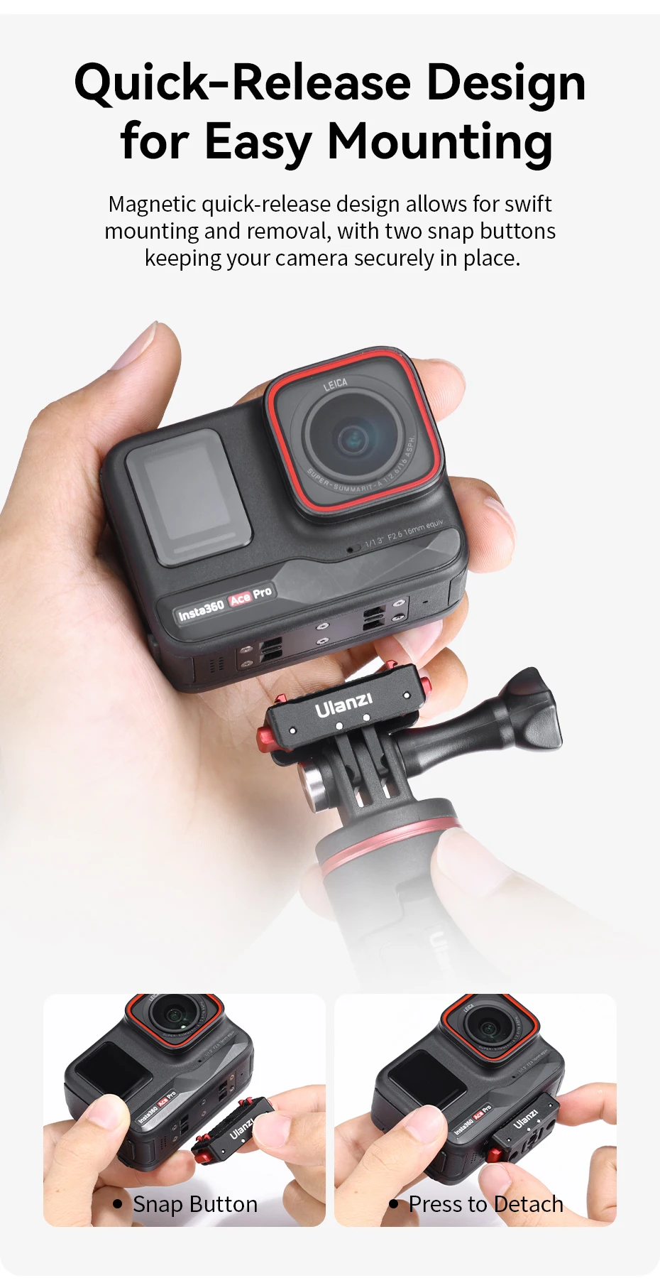 Magnetic Quick Release Mount Adapter for  Insta360 Ace/Ace Pro X2/X3/X4 for Ourd