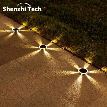 6LED Solar Night Light, IP65 Waterproof Outdoors Lawn Lights, 360° Wall Lamp for Garden, Yard, Lawn, Balcony Home Decor(4Pack ) 1