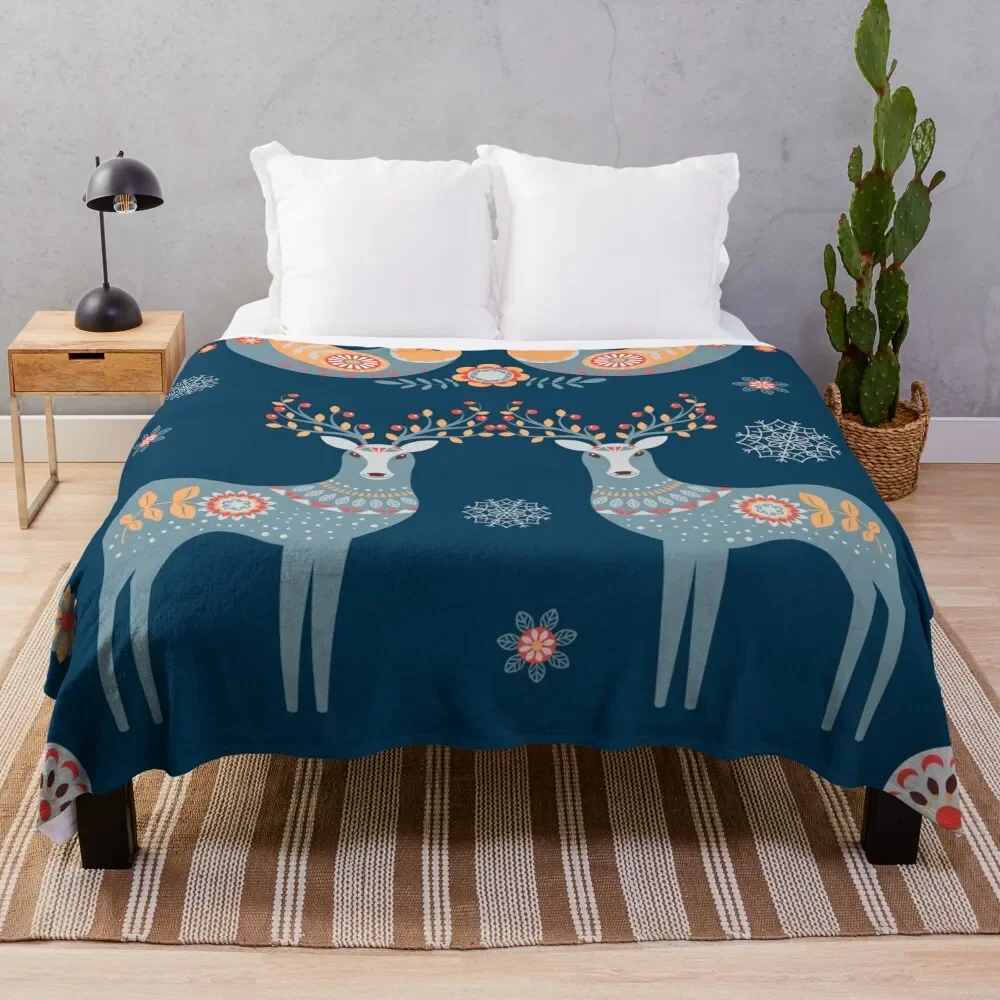 

Nordic Winter Blue Throw Blanket Bed covers for sofa Soft Picnic Blankets