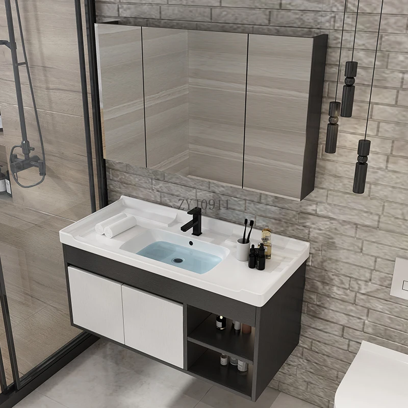 *Slate marble seamless ceramic integrated basin bathroom cabinet combination washstand