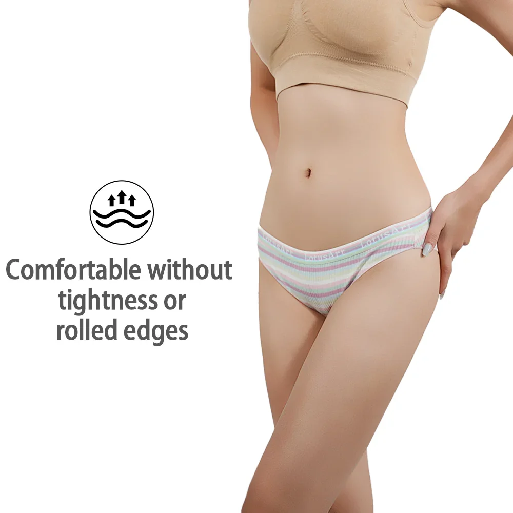 5Pcs Women's Sexy Striped Cotton Panties Woman Low Waist Soft Briefs Plus Size Underwear Underpants Female Panty New