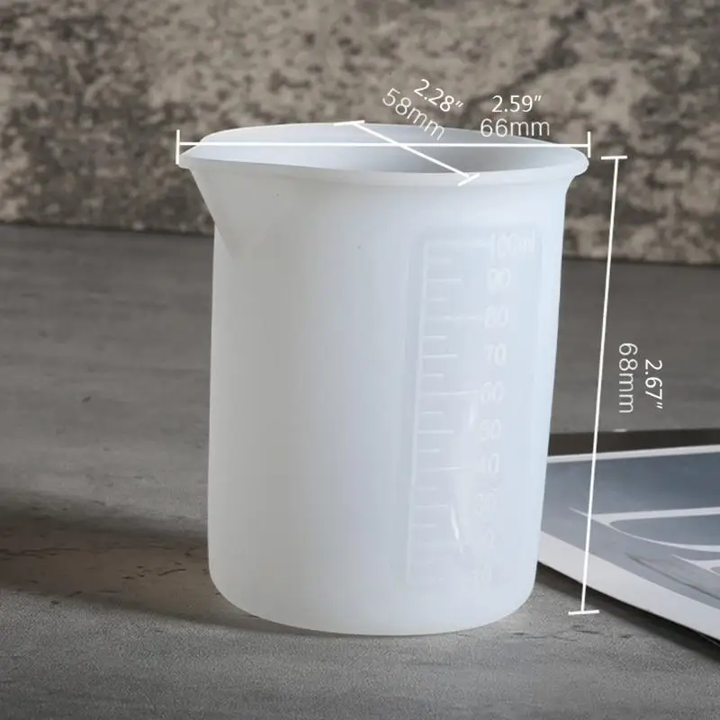 Y08A 100ml Non-Stick Silicone Cup Epoxy Resin Mixed Measuring Cup Accessories Gadgets