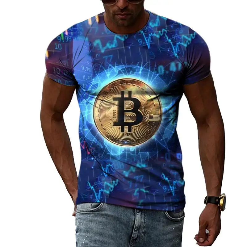 Summer Fashion Bitcoin Men's and Women's T-Shirts Casual 3D Print Hip Hop Harajuku Personality Round Neck Tees Short Sleeve Top