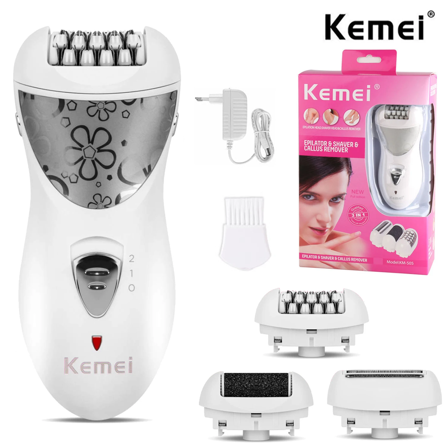 

Эпилятор Kemei 3 в 1, перезаряжаемый Дамский прибор для удаления волос, бритва, электрический прибор для удаления мозолей, удаление мозолей для женщин, инструменты для ухода за ногами