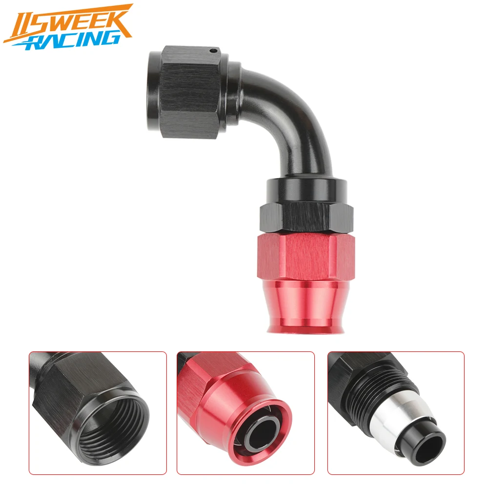 Universal Aluminum Alloy 1 Piece 90 Degree Ptfe Hose End Fitting
