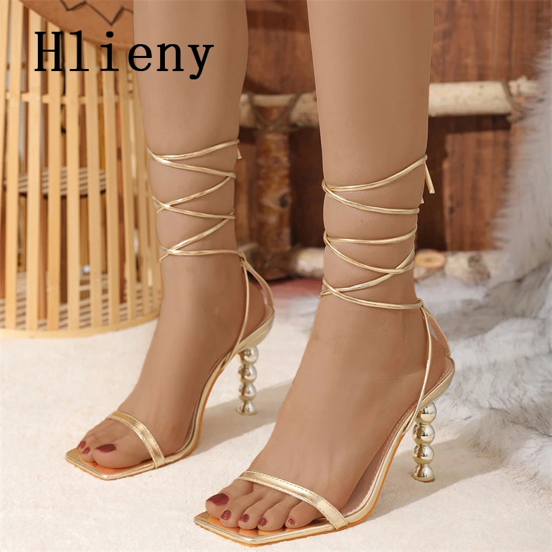 

Новинка 2024, зеленые женские сандалии Hlieny с ремешком на щиколотке, женские босоножки с квадратным носком на высоком каблуке в странном стиле, женские сандалии