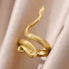 Bagues serpent en acier inoxydable plaqué or 316L pour femmes et hommes, anneau ouvert et réglable, bijoux esthétiques gothiques Vintage
