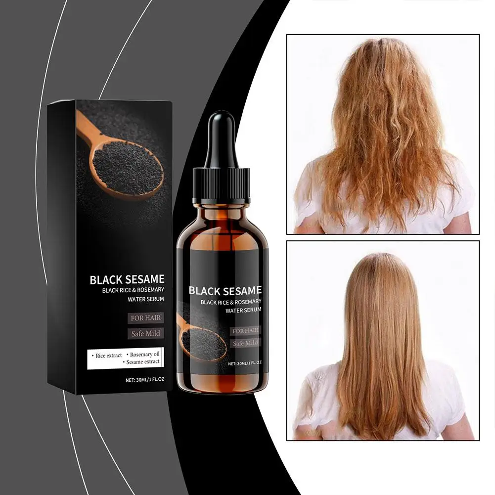 Hair Oil 30ml Black Sesame Hair Strengthening Oil Ginger Biotin Essential Oils Nourishing Treatment Split Ends Dry All Types