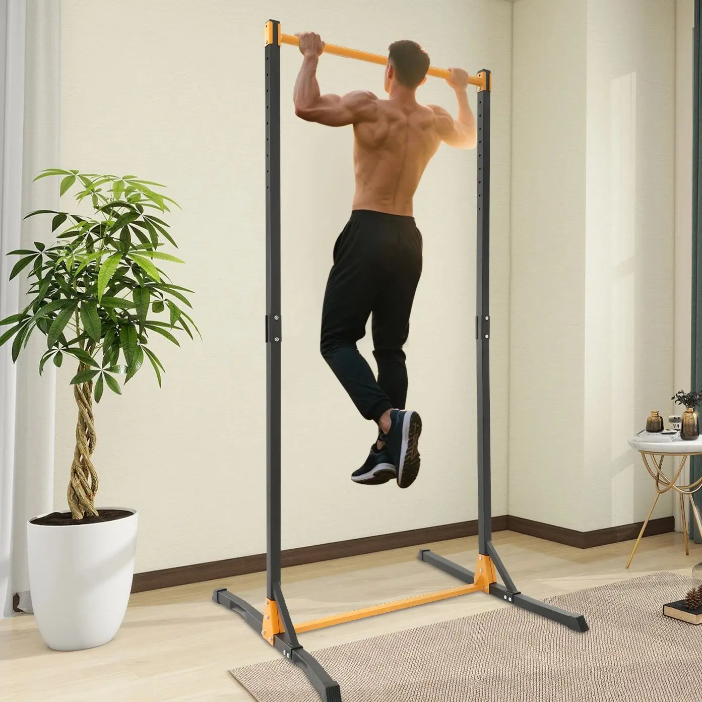 Barre de traction fixe unisexe réglable en hauteur pour entraînement musculaire complet à domicile