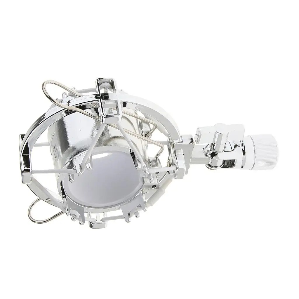 - 47mm Desktop Microphone Anti-Vibration Stand Shockproof Holder Silver Mic