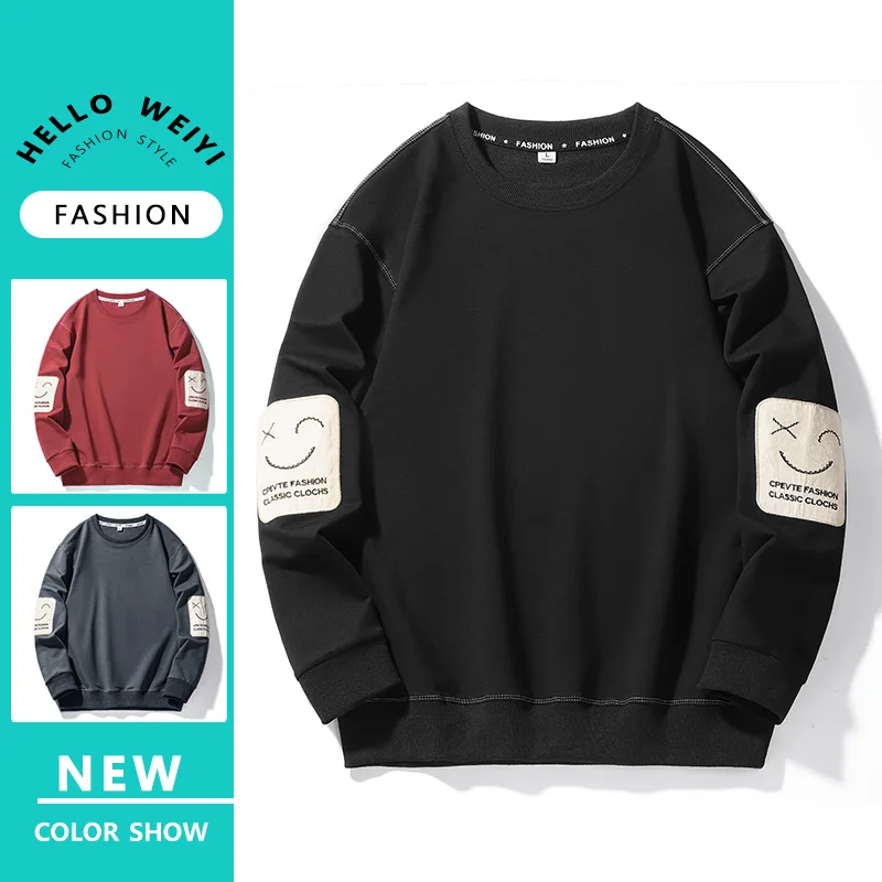 

2023 spring and autumn new men's hoodie smiling face print Harajuku loose hooded sweatshirt neutral round neck casual pullover