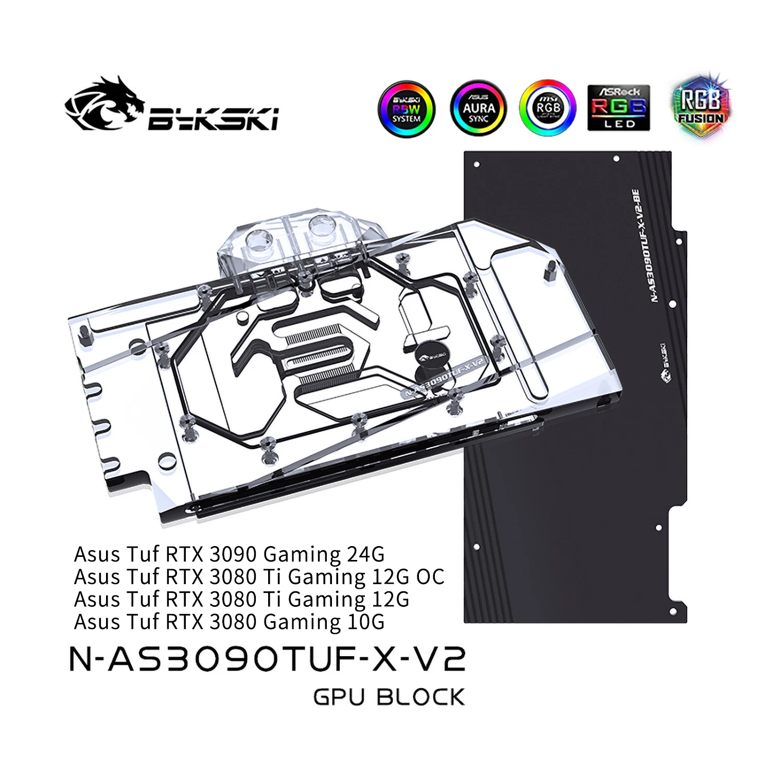 Bykski Gpu Water Block Per Asus Tuf Rtx3090/3080/3080Ti Scheda Grafica Da Gioco, Gpu Cooler Radiatore Argb Aura Sync N-As3090Tuf-X-V2
