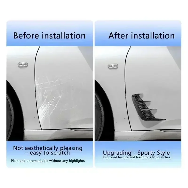 Pair Multipurpose Carbon Fibre Car Shark Gills Emulation Vent Side Air Inlet Hood Decoration Vehicle Air Outlet Car Body Sticker