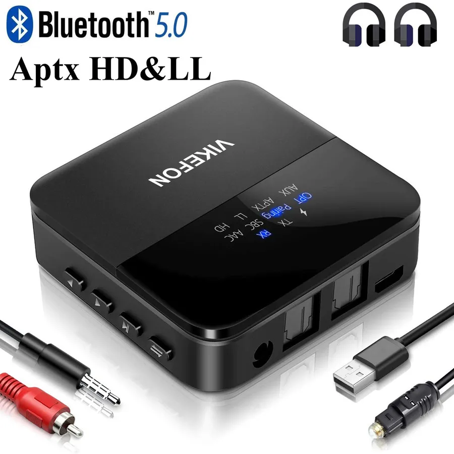 ,262ft Extra Long Range,Double Pairing Simultaneously,for TV,PC,Car Music Bluetooth 5.0 Transmitter Receiver,3-in-1 Wireless Bluetooth Audio Adapter with NFC Function,aptX HD & aptX LL Low Latency 