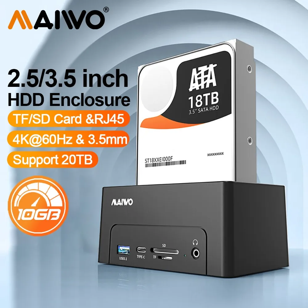 Maiwo-disco Mecânico de Estado Sólido Case do Hdd Porta Hdmi Gigabit Ethernet Interface de Auscultadores Expansão Usb 3.1 25 Polegadas 35 Polegadas Sata