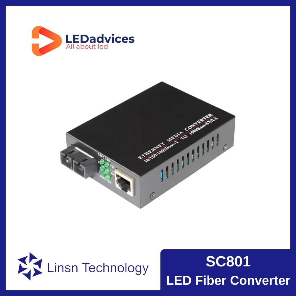 Best Price Official Linsn SC801 Single-mode Optical Fiber Converter Long Distance 20 Kilometers LED Screen Accessories