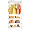 H4 Mini Portable Closet, 4 Tiers Freestanding Clothing Garment Rack for Small Space, Metal Clothes Wardrobe System for 1