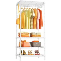 H4 Mini Portable Closet, 4 Tiers Freestanding Clothing Garment Rack for Small Space, Metal Clothes Wardrobe System for 1