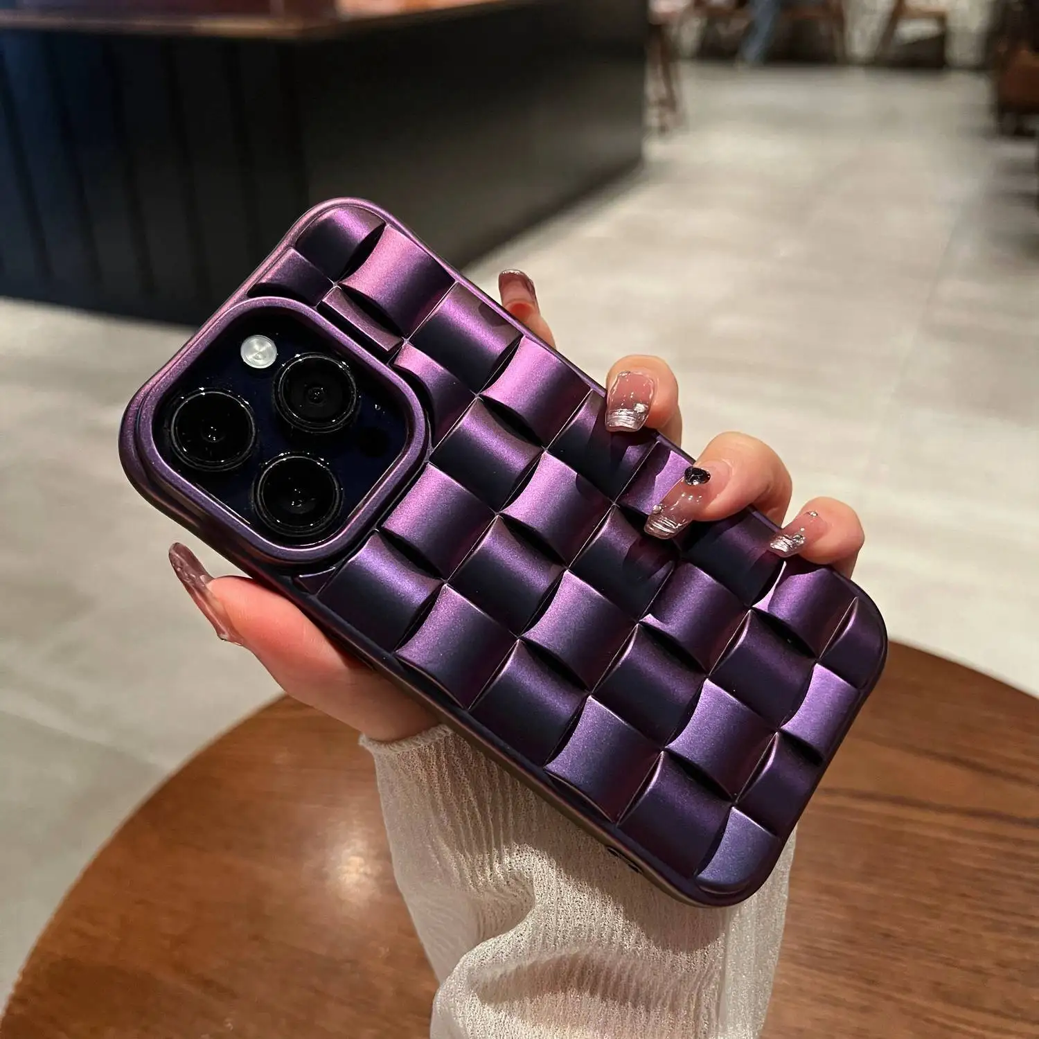 

Темно-фиолетовый бриллиантовый в клетку 14Pro Телефон iphone13promax покрытие i12 мягкий силиконовый защитный чехол 15promax 14promax 13prom