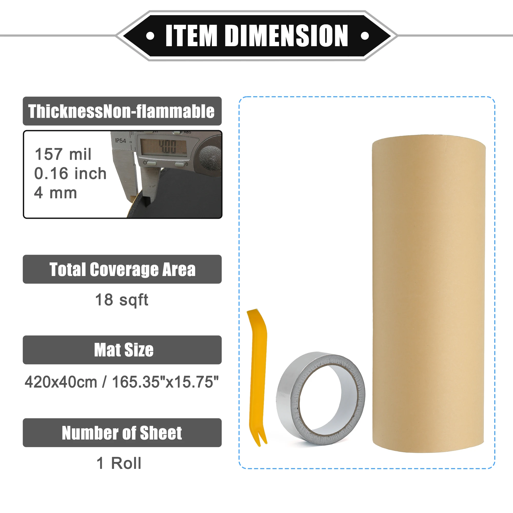 Sound Insulation Mat UXCELL 420x40cm 4mm 18sqft Heat Insulation Pad Universal For Car Door Floor Damping Self Adhesive Foam 1Roll