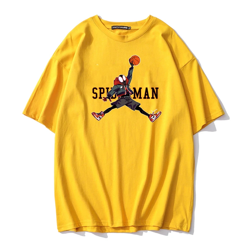 

Heavy T-shirt boys Instagram American fashion brand Spider Spiderman Summer sports cotton trend Loose teen student short sleeves