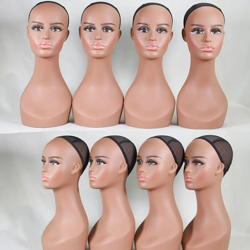 

Realistic Female Mannequin Head Long Neck Manikin PVC Head Bust Wig Model Head Stand with Makeup Wigs,Hats,Sunglasses,Necklace