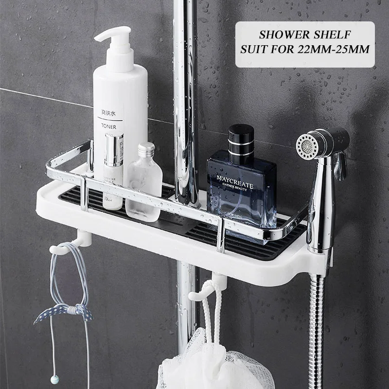 BathroomShelvesShowerStorageRackShampooHolderTrayStandWhiteNo