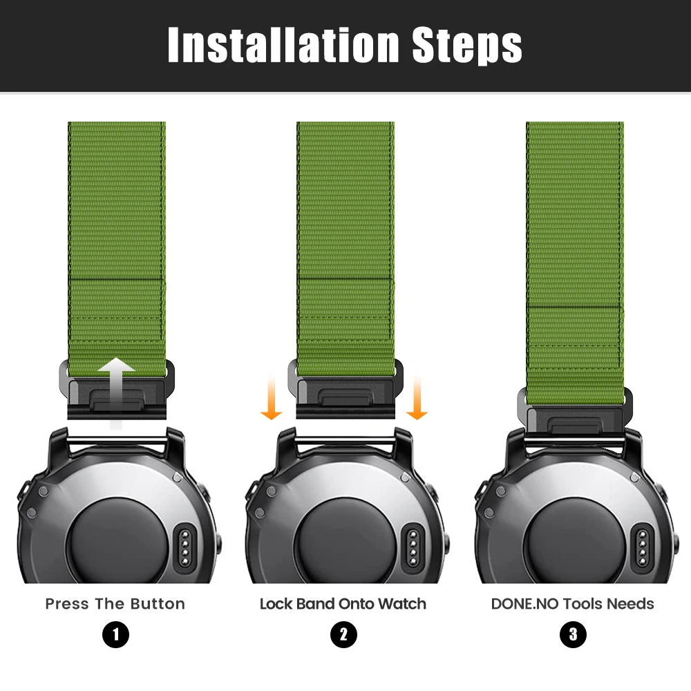 26mm Adhesive Braided Strap for Garmin Fenix 7X 6X Pro 5X Adhesive Nylon Strap Enduro 2 Mk2 D2 Nylon Replacement Wrist Strap