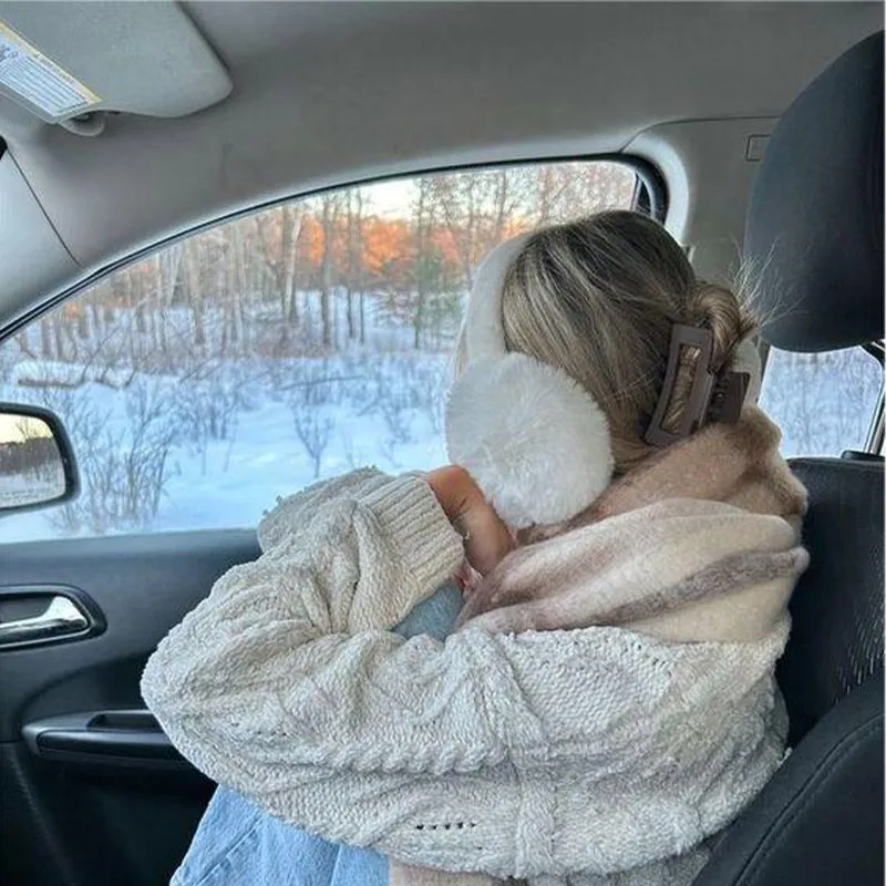 Comfortable Stylish Winter Thermal Unisex Fluffy Ear Covers Soft Unisex Earmuffs Solid Color for Hiking