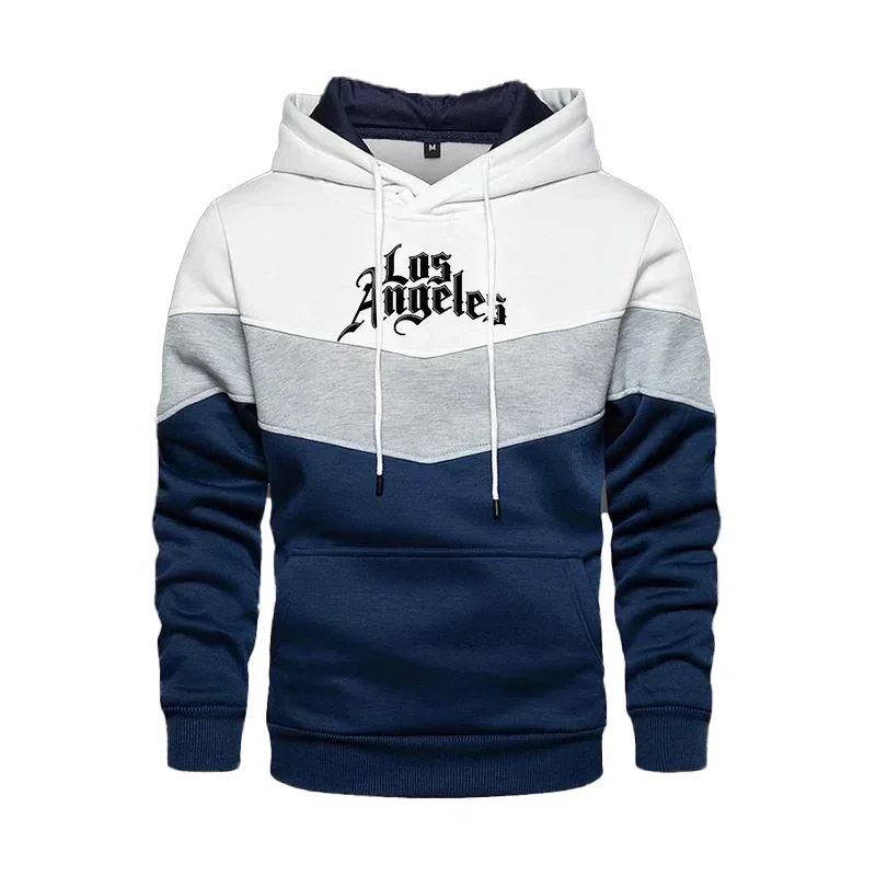 

Mens Fashion Printed Patchwork Hoodies Splicing Hooded Sweatshirts Male Spring Streetwear Casual Pullover Men's Coats