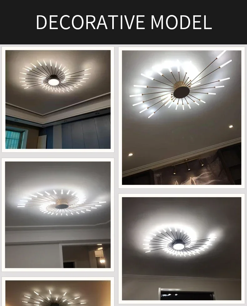 Description Picture 3 of itemModern Fireworks Led Ceiling Chandelier Lamp Indoor Lighting for Living Room Bedroom Home Decoration Kitchen Dining Table Light