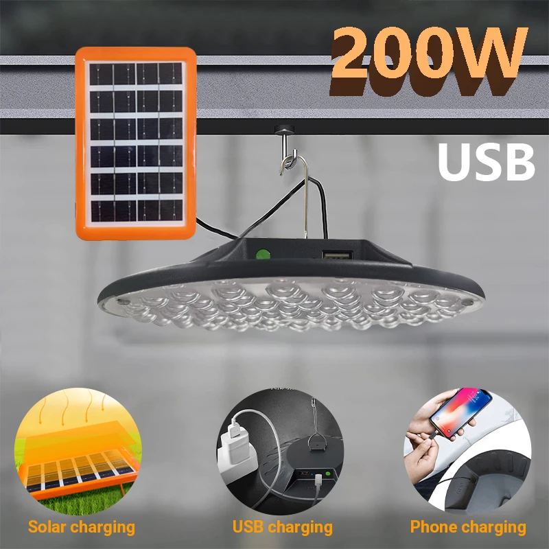 

200W LED Rechargeable Camping Tent Light Outdoor USB Portable High-Power Camping Light Home Power Waterproof Emergency Lighting