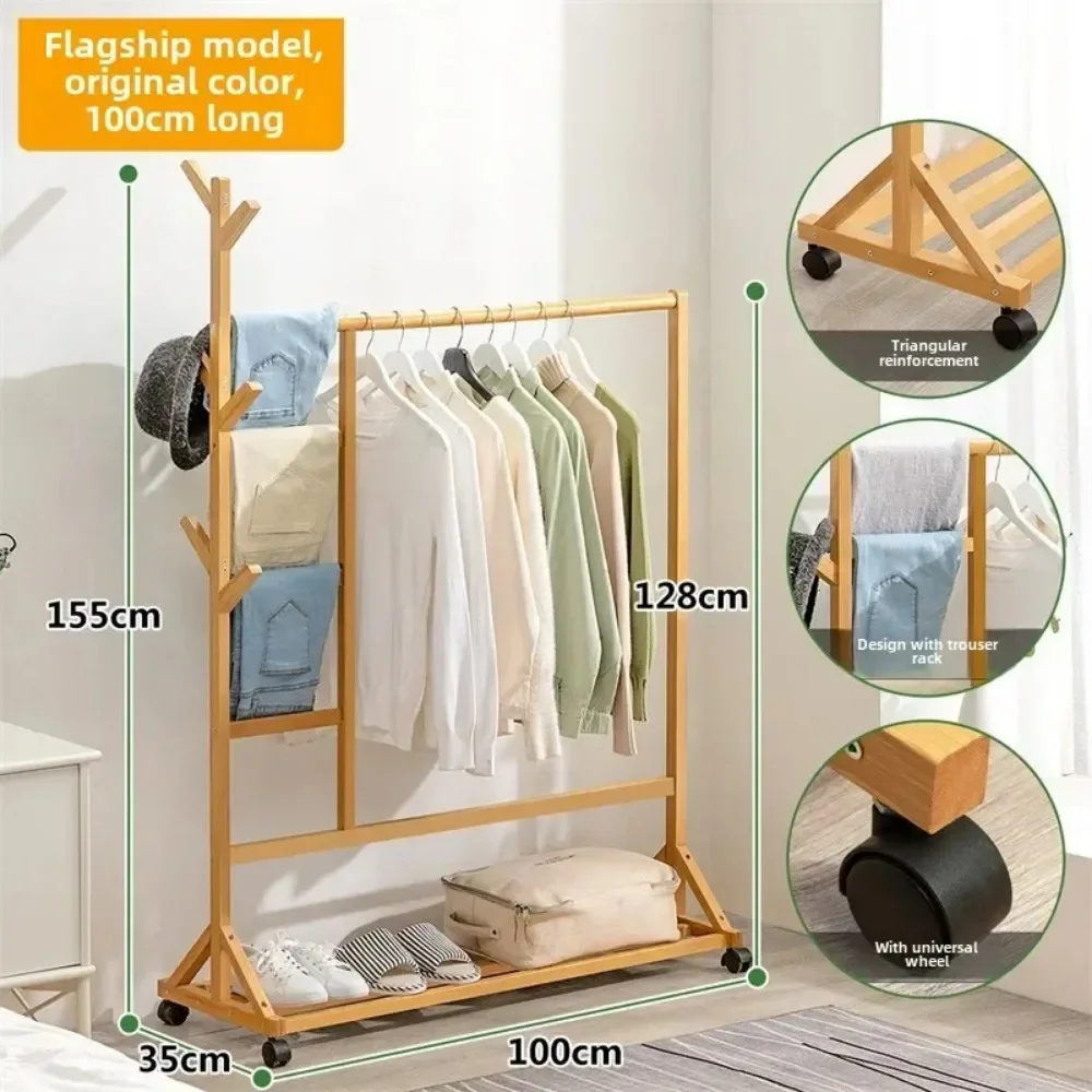 Clothes Hangers Simple Rack Multi Functional Thickening Floor Standing Pants Rack Home Bedroom Clothes Hanger Portable Coat