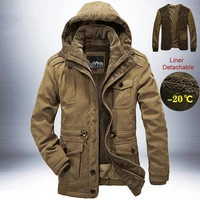 parkas Outdoor Windbreaker Winter Jacket Men Thick Warm Mens Parkas Quality Cashmere Liner Detachable 2 in 1 Multi-pocket Coats 1