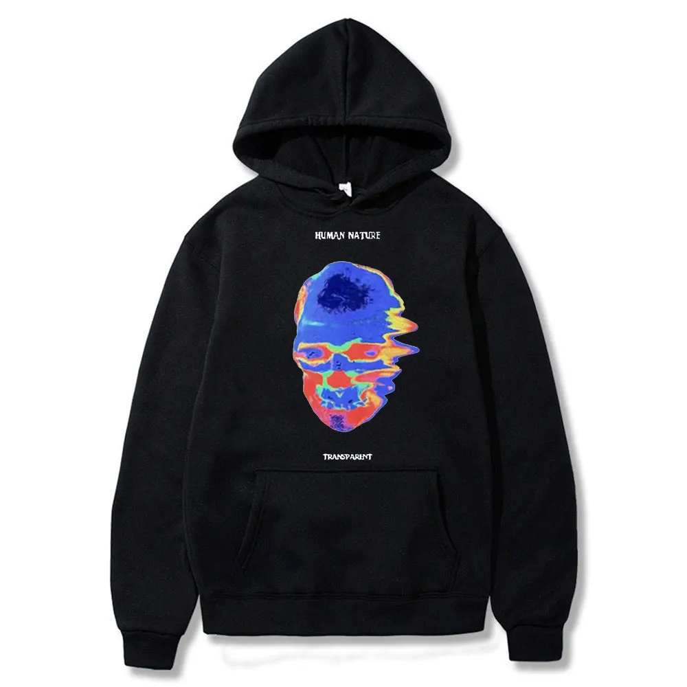thumbnail image 1 of Sudadera con capucha con estampado gráfico de imagen térmica de esqueleto para hombre y mujer, ropa de calle de Hip Hop, sudaderas con capucha de algodón de lana Unisex, sudadera de moda, 1 of 3
