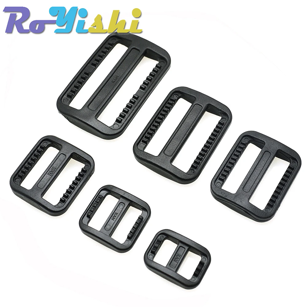 Plastic Adjust Buckles 10 Pcs/Pack Slider Tri Glide Wider Style Backpack Straps Webbing Black