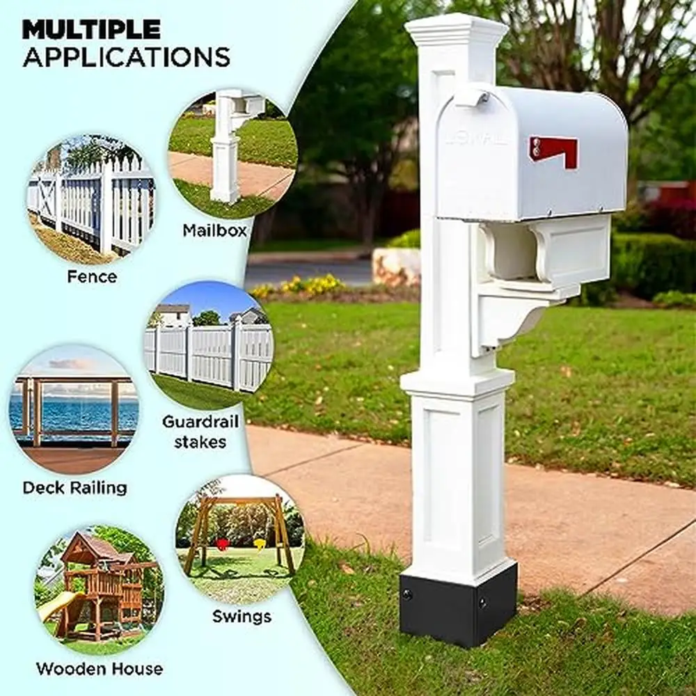 Stainless Steel Adjustable Post Base Protectors Wood Mailboxes Decks Fences 3.3-6in Range Rust-Proof Easy Installation Lawnmower