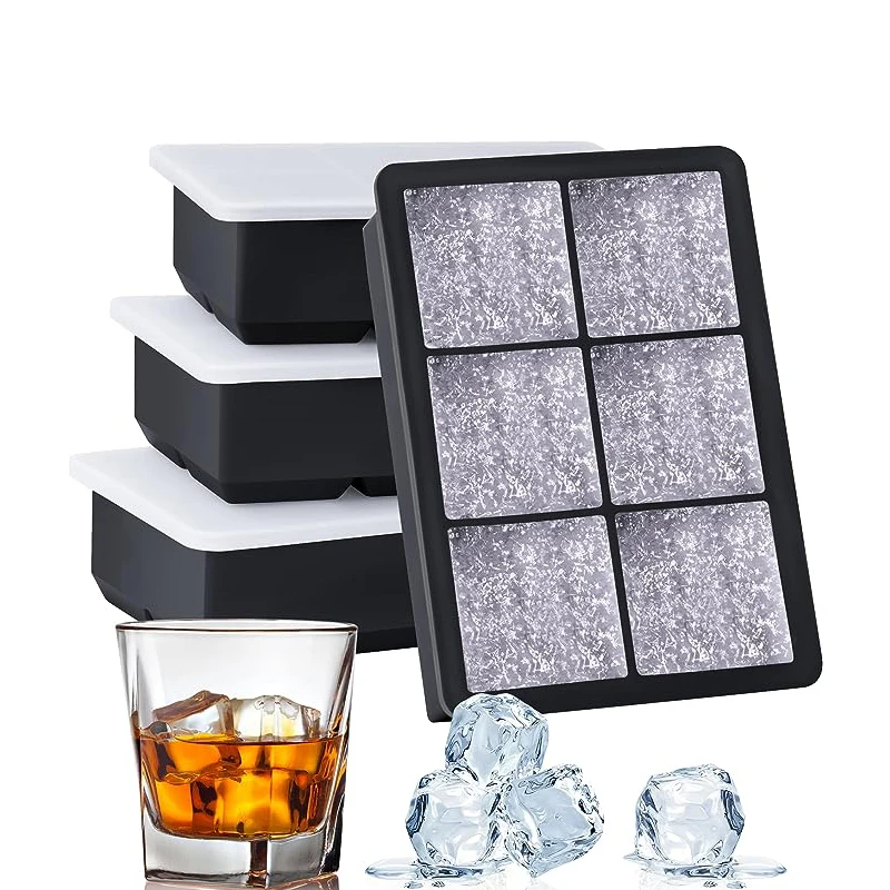 

6Grid Big Ice Tray Mold Giant Jumbo Large Food Grade Silicone Ice Cube Square Tray Mold DIY Ice Maker Ice Cube Tray Kitchen Tool