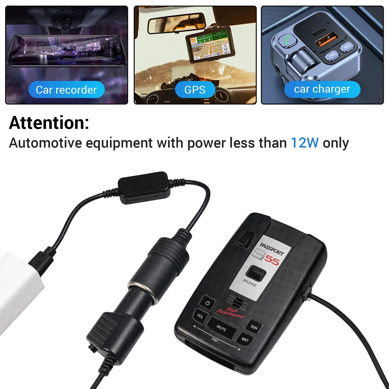 Universal 5V to 12V Car Power Adapter with USB/Type C Charging Capabilities