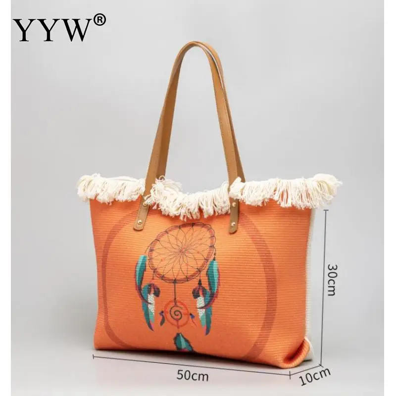 Vintage Gypsy Bohemian Chic Canvas Women Bag Fashion Ethnic Style Large Capacity Soft Tote Bag Lady Travel Purses And Handbags