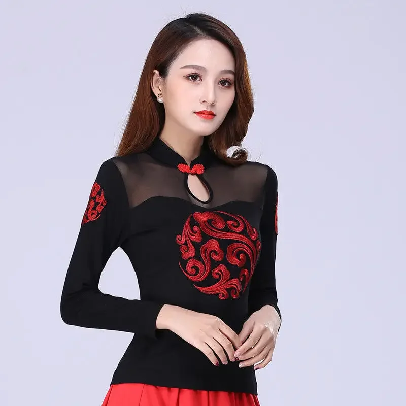 1pcs Women's Blouses tops 2024 Spring Modal Mesh Fabric Splicing Hollow Embroidery Primer Shirt Ladies Skinny Sexy Shirts Girls