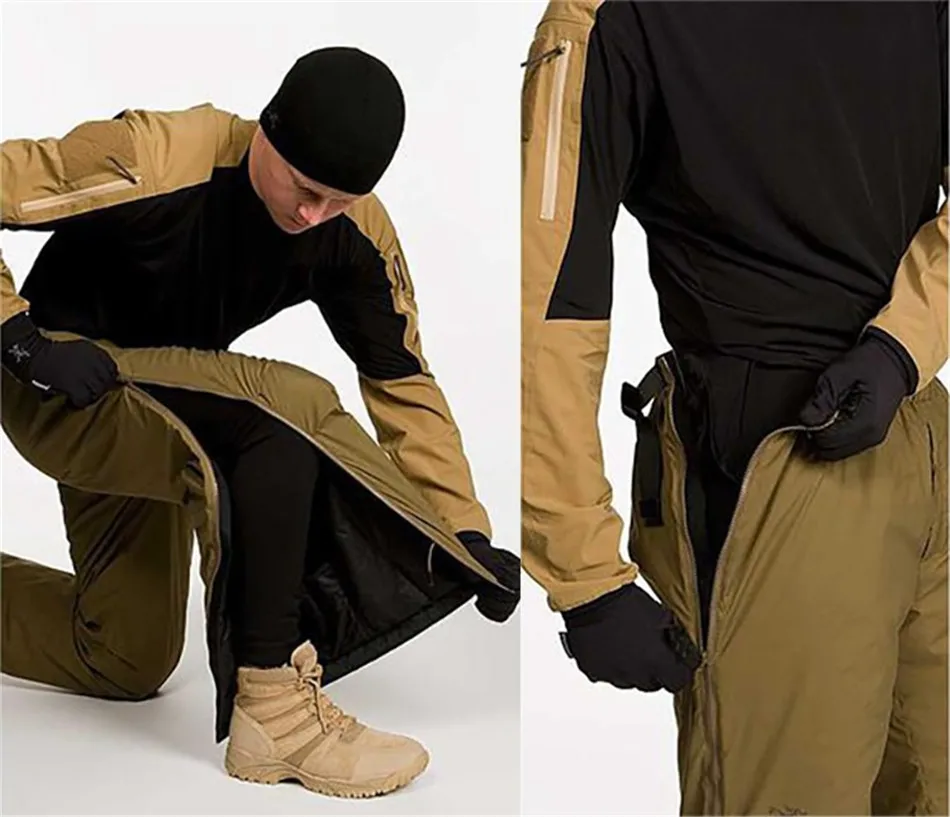 Combat Pants Outdoor Thickened Warm Men's Winter Waterproof Windproof Ski Fully Leg Open With Zip Cargo