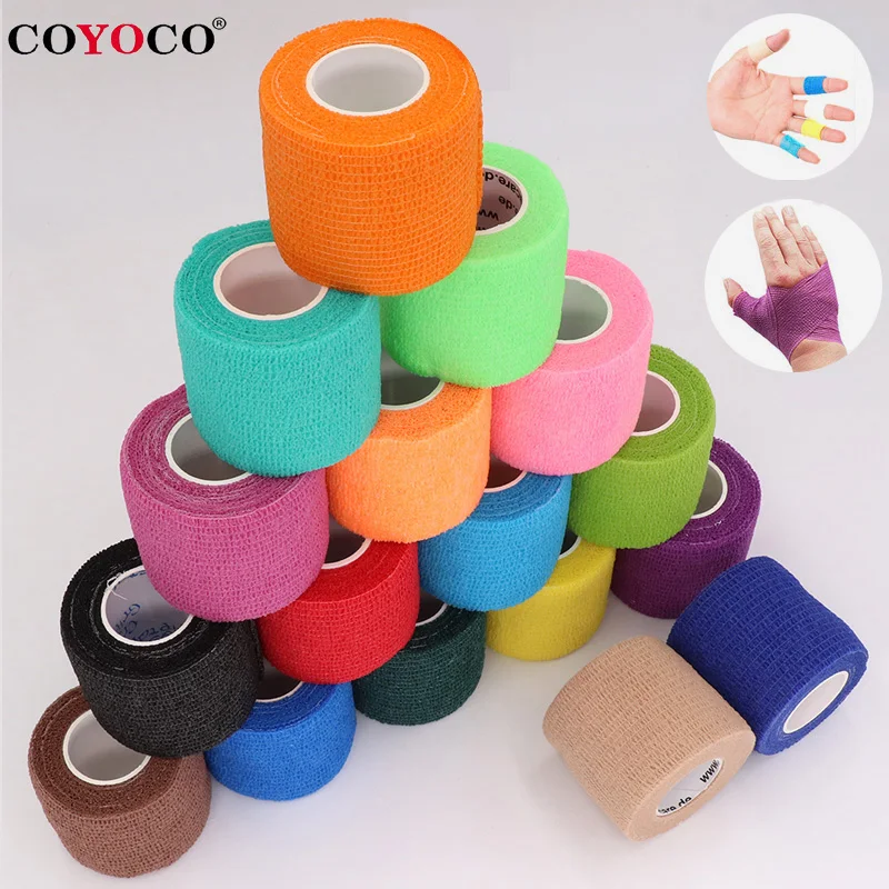 COYOCO Colorful Self Adhesive Elastic Bandage 4.8m Sports Wrap Tape for Knee Support Pads Finger Ankle Palm Pet Tattoo Wrist