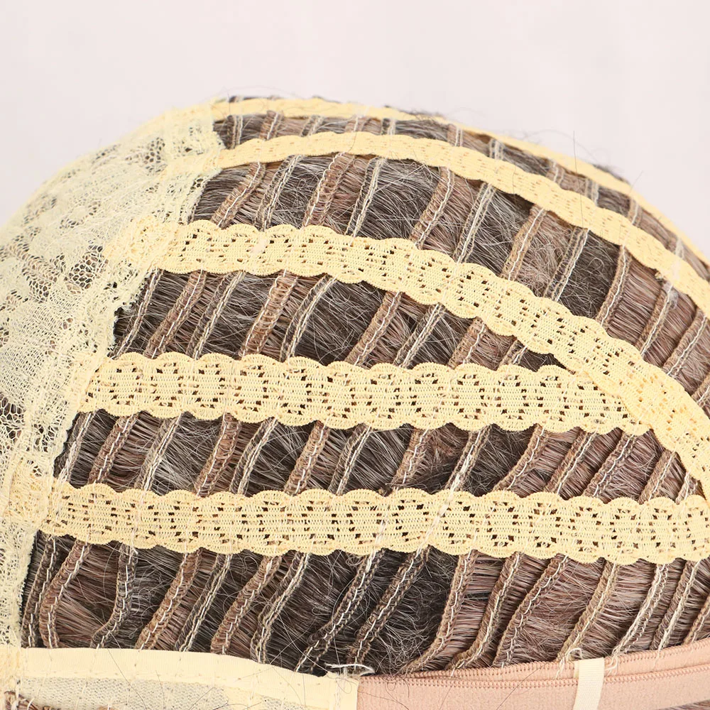 Parrucche per capelli corti con frangia Parrucca taglio pixie biondo misto marrone scuro per parrucche diritte in fibra sintetica da donna - immagine 4