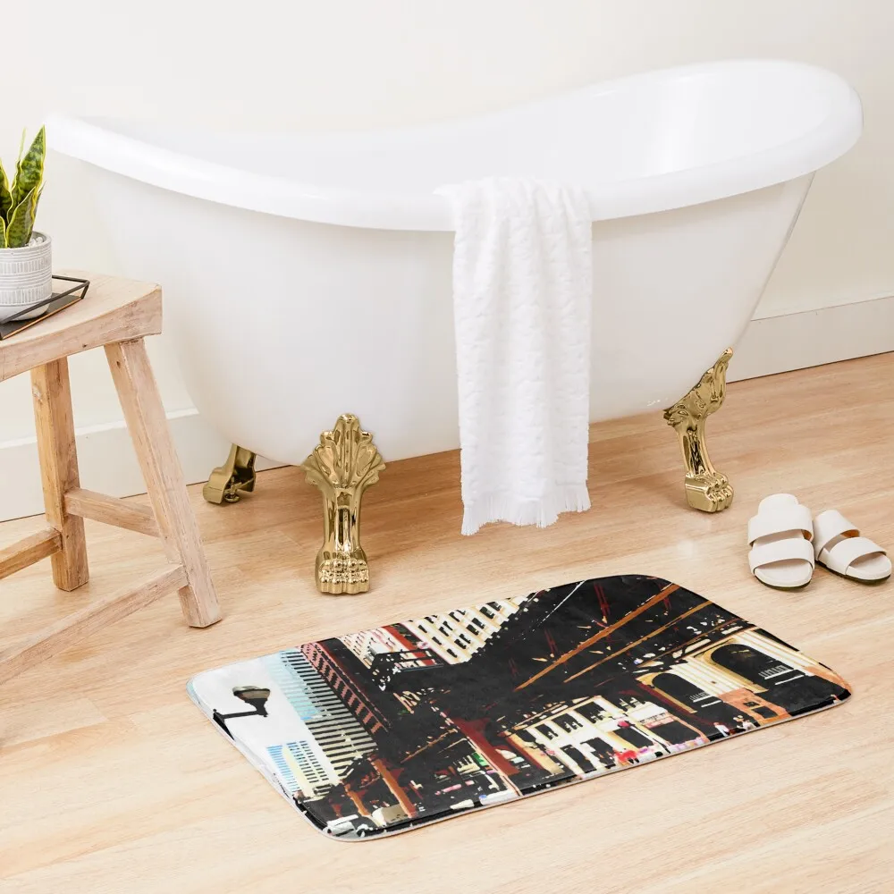 

Chicago EL series: 3 - Chicago L art gift Chicago, IL, CTA Bath Mat Bathroom Shower Curtain Mat