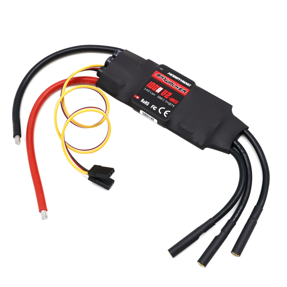 

Контроллер скорости Hobbywing Kywalker 100A V2 бесщеточный ESC 2-4S с UBEC для квадрокоптера на дистанционном управлении
