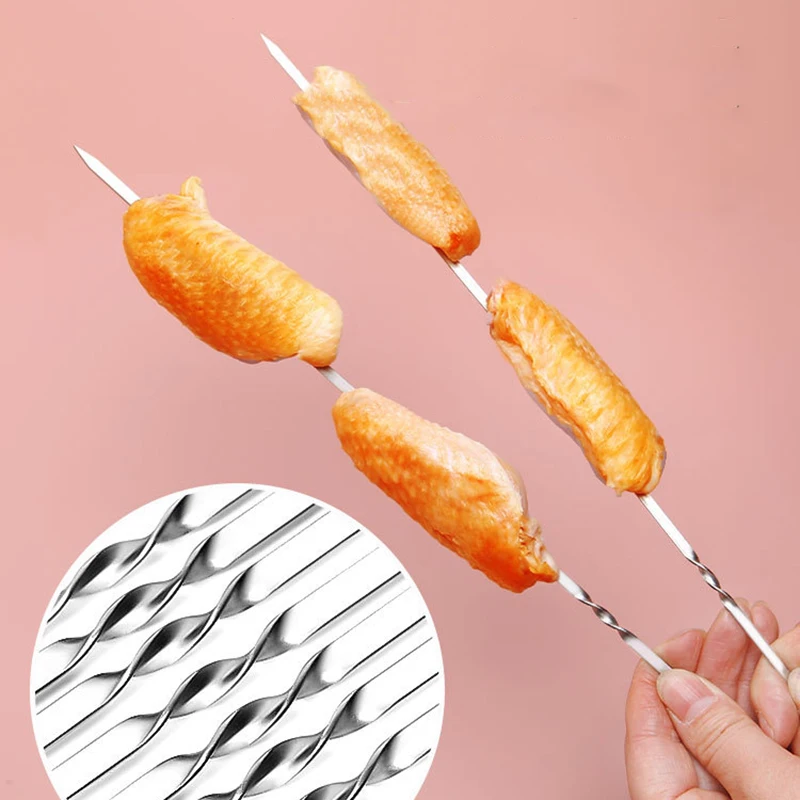 Barbecue Skewer Storage Tube Stainless Steel BBQ Needle Stick Reusable Flat Grill Sticks Outdoor Camping Picnic Accessories barbecue skewers,bbq grilling accessories